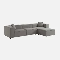 3-4-seater water-repellent modular sofa with 1 footstool
