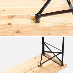 6-seater woden table + 2 folding benches