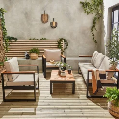 5-seater wooden and aluminium garden sofa set