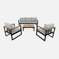 5-seater wooden and aluminium garden sofa set