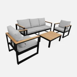 5-seater wooden and aluminium garden sofa set