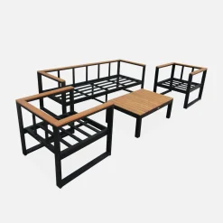 5-seater wooden and aluminium garden sofa set