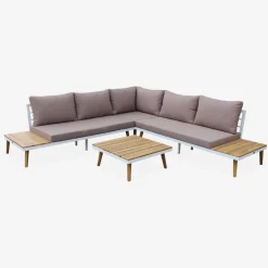 5-seater wooden corner garden sofa set