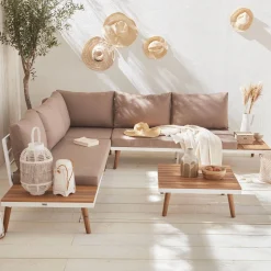 5-seater wooden corner garden sofa set