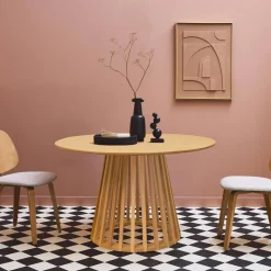 4-seater wooden-effect dining table with spruce legs