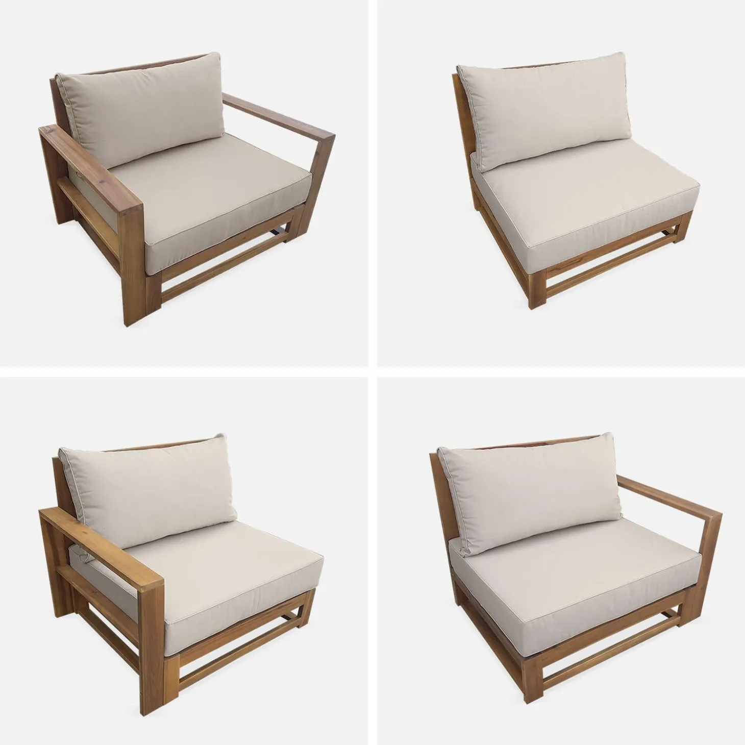 5-seater wooden garden sofa