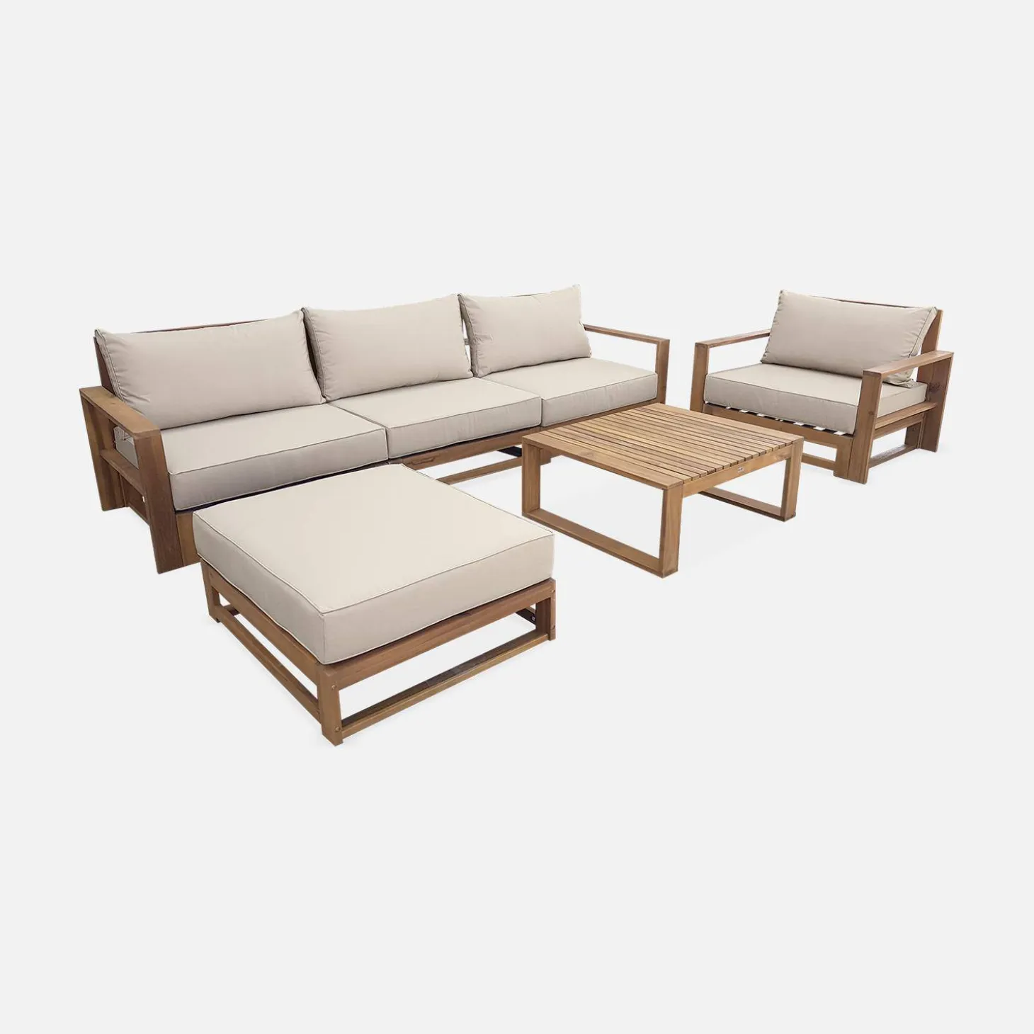 5-seater wooden garden sofa
