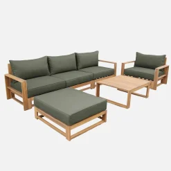 5-seater wooden garden sofa