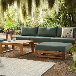 5-seater wooden garden sofa