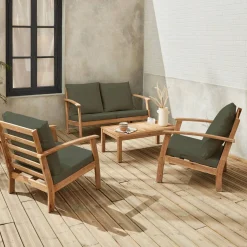 4-seater wooden garden sofa set