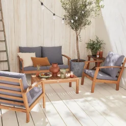4-seater wooden garden sofa set