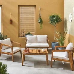 4-seater wooden garden sofa set
