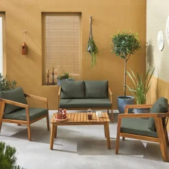 4-seater wooden garden sofa set