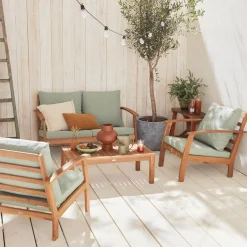 4-seater wooden garden sofa set