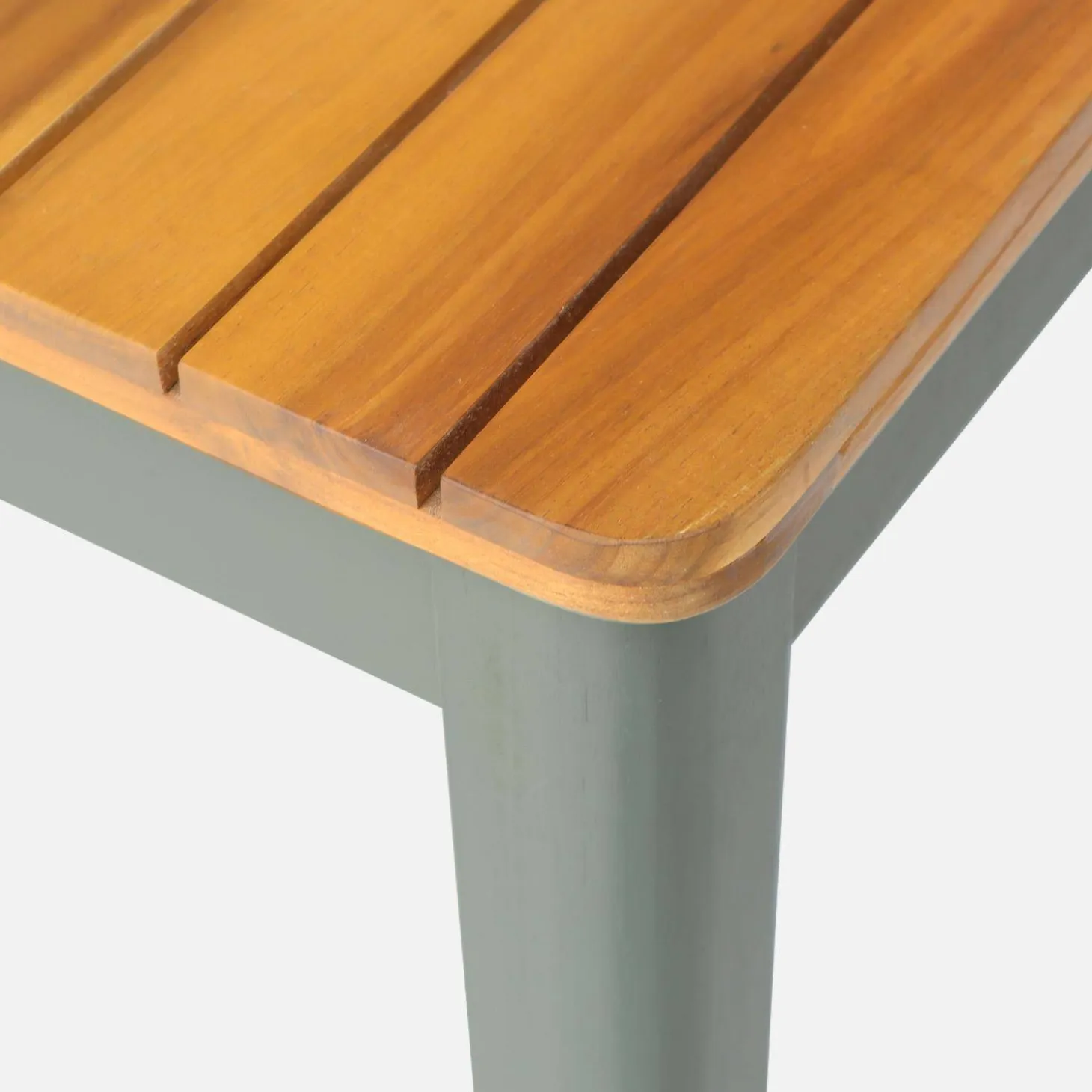 8-seater wooden garden table with rounded corners