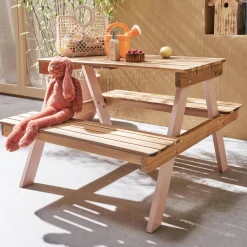 2-seater wooden picnic table for children