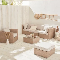 5-seater woven resin garden furniture set