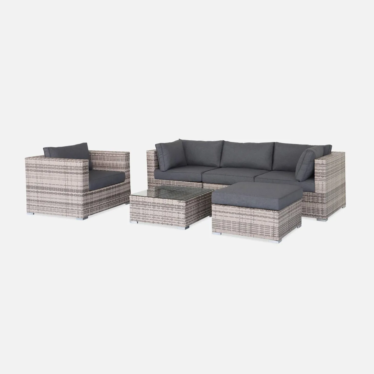 5-seater woven resin garden furniture set
