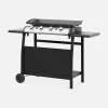 Serving cart for Porthos, 4-burner steel griddle