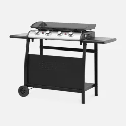 Serving cart for Porthos, 4-burner steel griddle