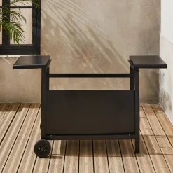 Serving cart for Porthos, 4-burner steel griddle