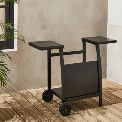 Serving trolley grill 2 burners steel