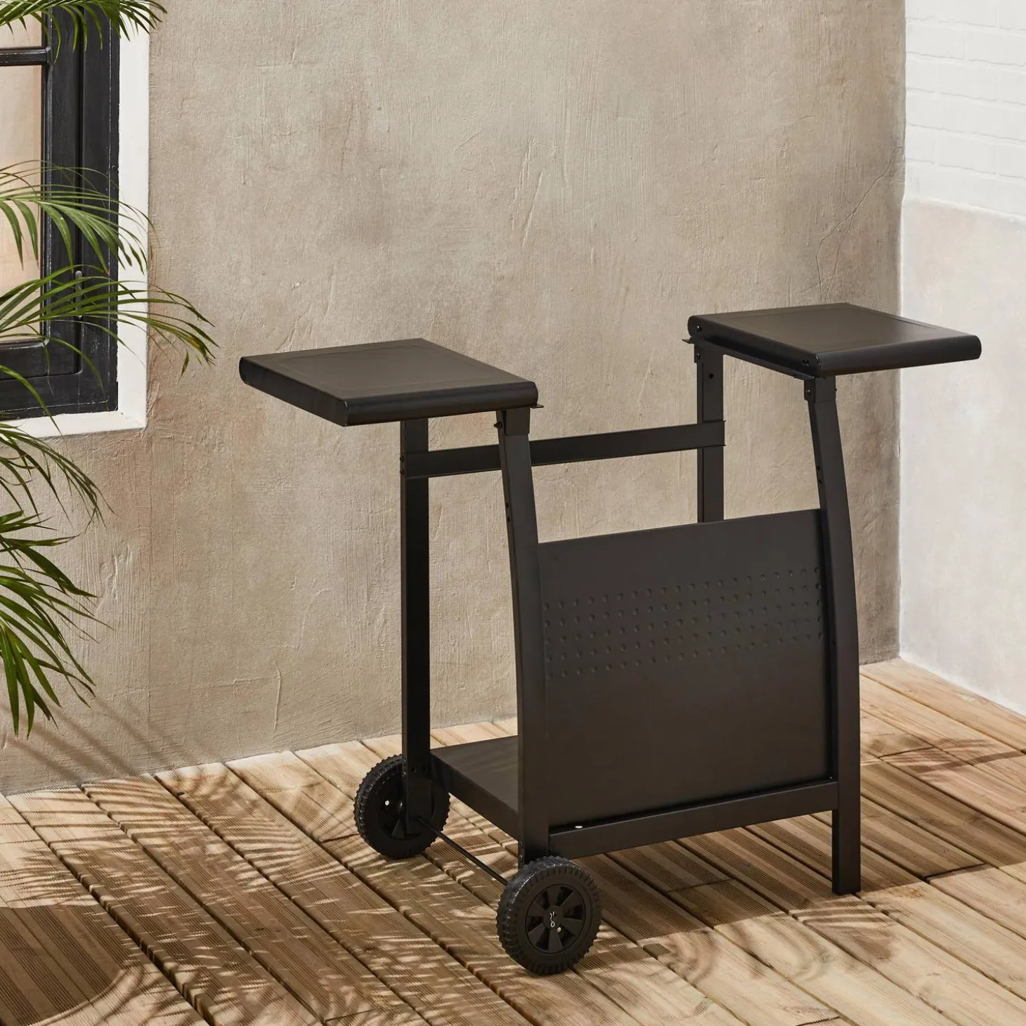 Serving trolley grill 2 burners steel