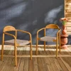 Set of 2 acacia wood armchairs with resin seat