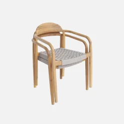 Set of 2 acacia wood armchairs with resin seat