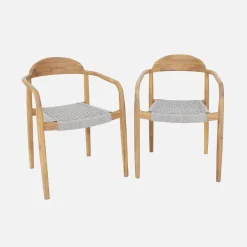 Set of 2 acacia wood armchairs with resin seat