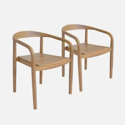 Set of 2 acacia wood garden armchairs