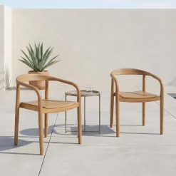 Set of 2 acacia wood garden armchairs