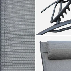 Set of 2 aluminium and textilene sun loungers, 4 reclining positions