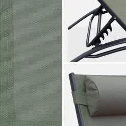 Set of 2 aluminium and textilene sun loungers, 4 reclining positions