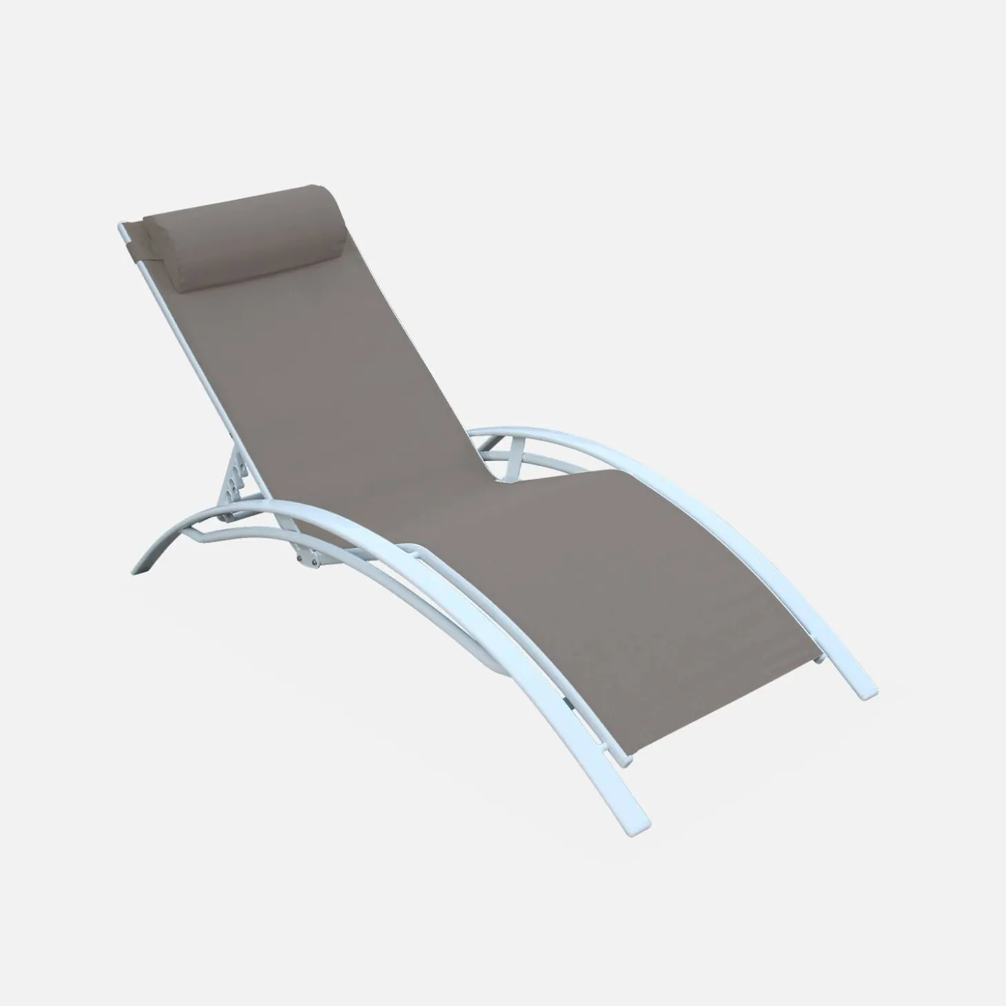 Set of 2 aluminium and textilene sun loungers, 4 reclining positions