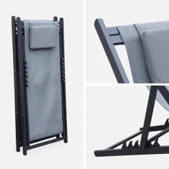Set of 2 Aluminium multi-position sun loungers