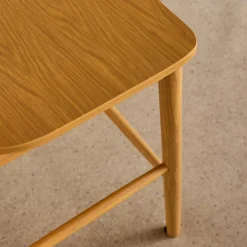 Set of 2 bar stools with slatted back, rubberwood