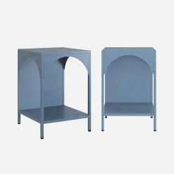 Set of 2 bedside tables, industrial-style, steel