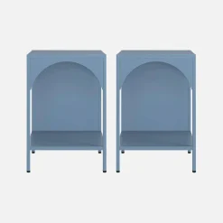 Set of 2 bedside tables, industrial-style, steel