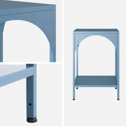 Set of 2 bedside tables, industrial-style, steel