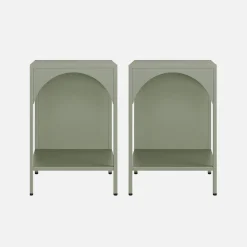 Set of 2 bedside tables, industrial-style, steel