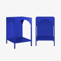 Set of 2 bedside tables, industrial-style, steel
