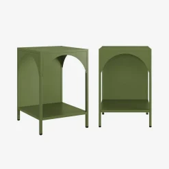 Set of 2 bedside tables, industrial-style, steel