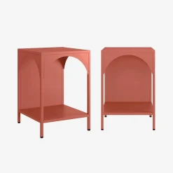 Set of 2 bedside tables, industrial-style, steel