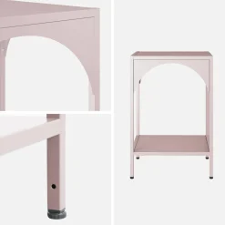 Set of 2 bedside tables, industrial-style, steel