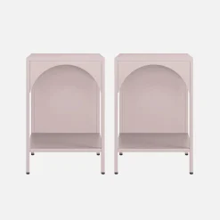 Set of 2 bedside tables, industrial-style, steel