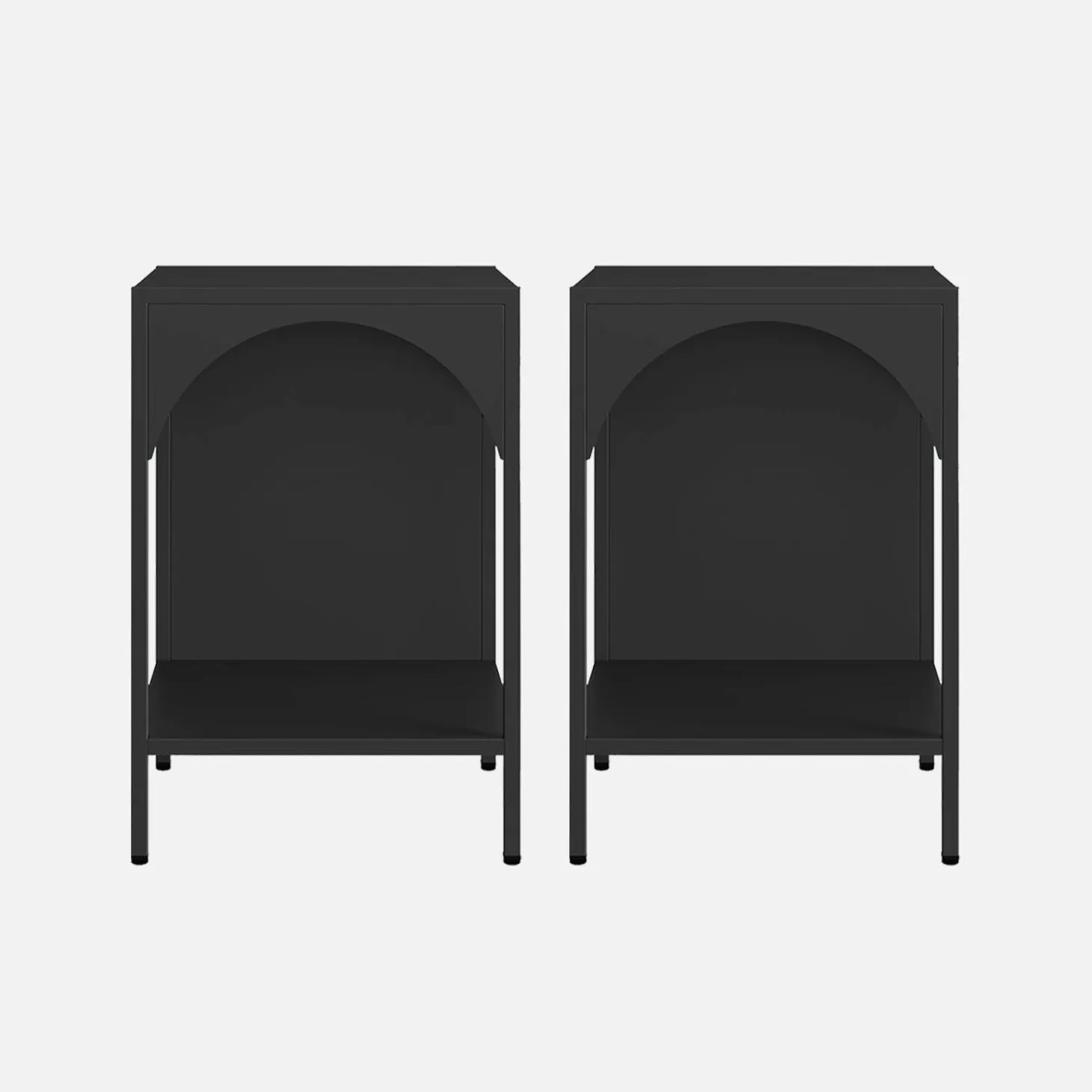 Set of 2 bedside tables, industrial-style, steel