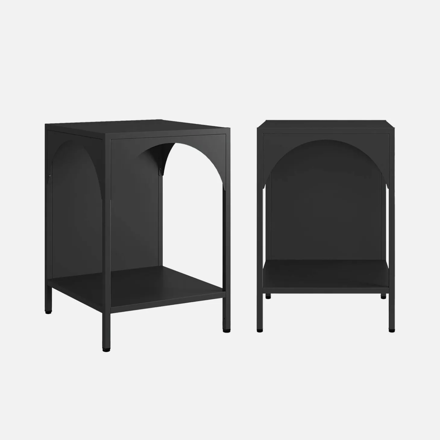 Set of 2 bedside tables, industrial-style, steel