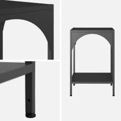 Set of 2 bedside tables, industrial-style, steel