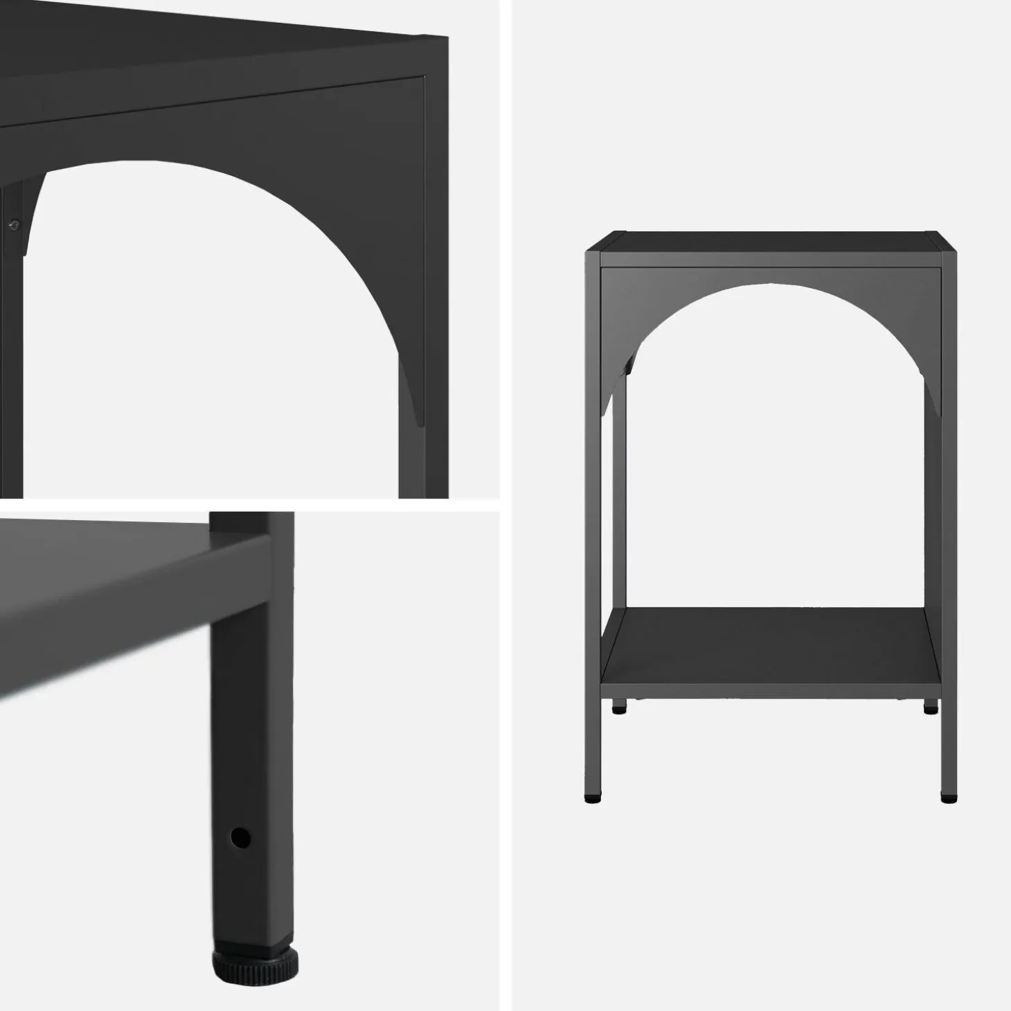 Set of 2 bedside tables, industrial-style, steel
